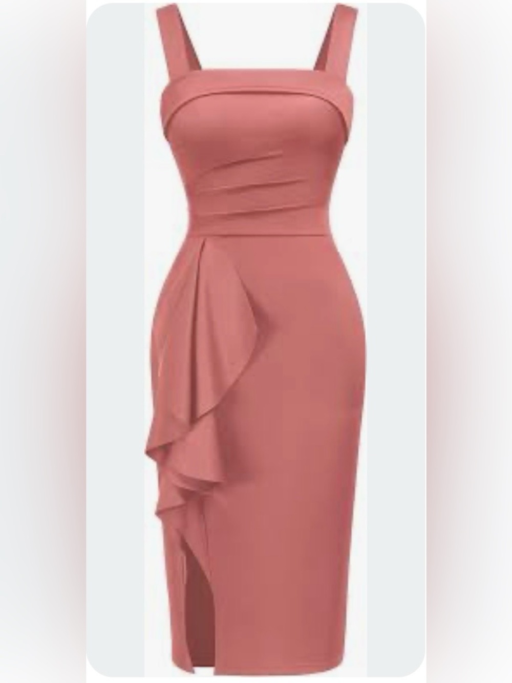 Miusol Women's Sexy Square Neck Sleeveless Ruffle Slit Formal Cocktail Pencil Sk